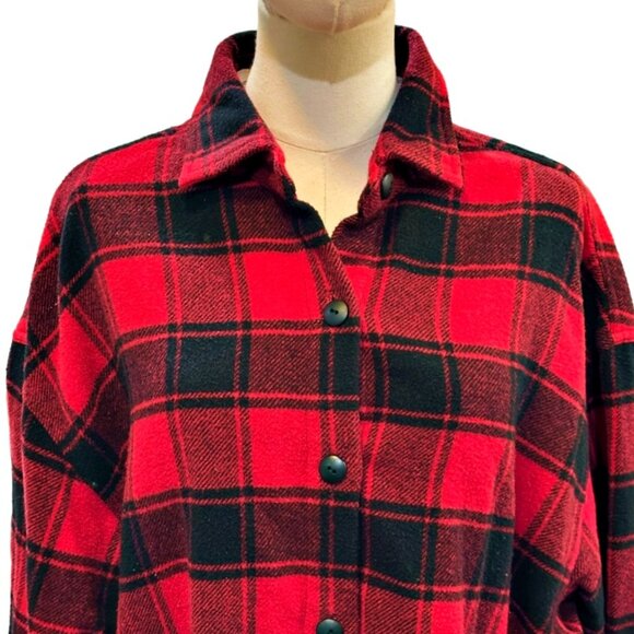 VTG Francois Girbaud Flannel Plaid Shirt Sz Large VERY Oversized Wool Blend READ - Picture 2 of 7